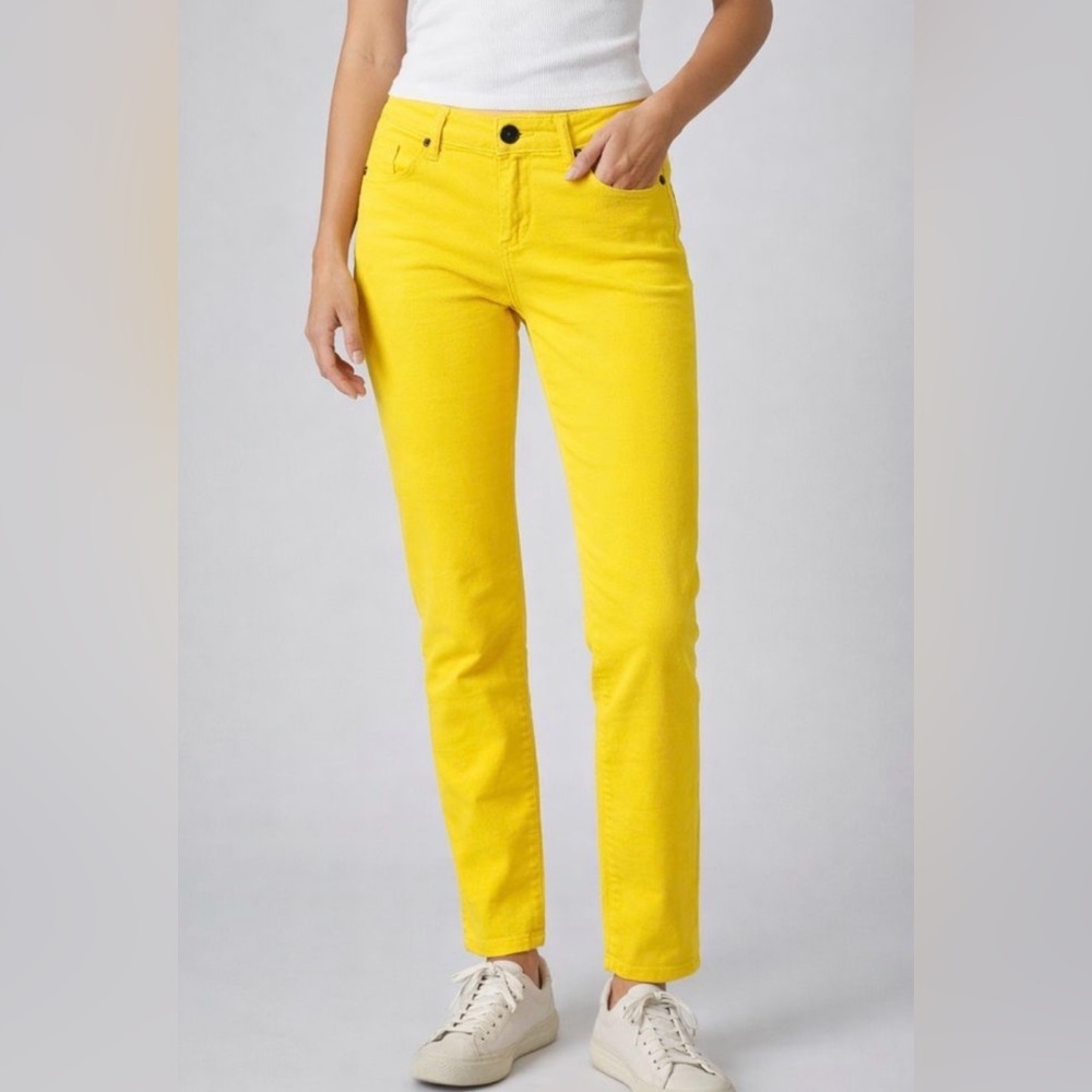 Scarlet Boulevard Yellow Stretch Skinny Pants Cotton Blend Size 26